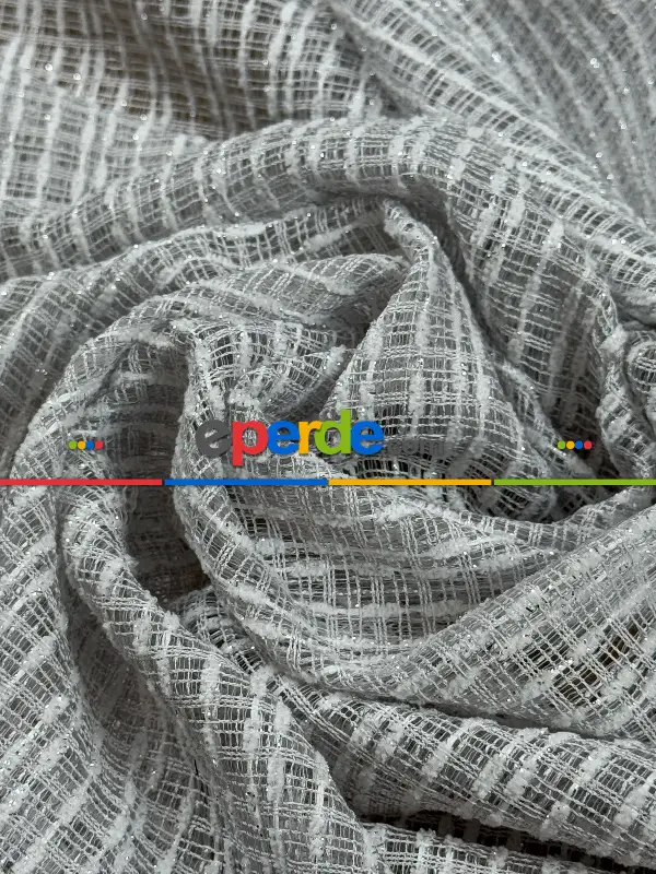 Simli Özel İplik Doğal Dokulu Düz Tül Perde - Özel Dokuma Ağır Gramajlı Premium