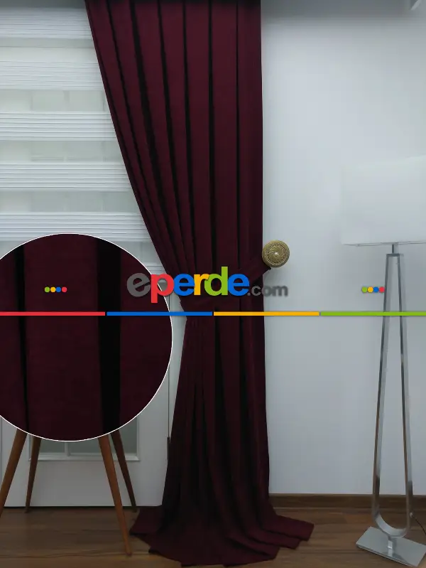 Mürdüm Düz Fon Perde (280 Eninde)- Mürdüm