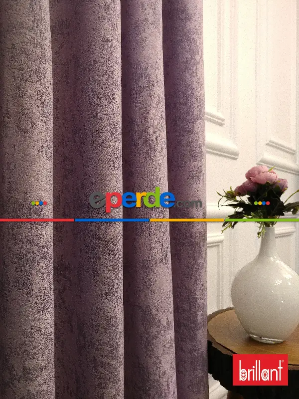Brillant Jakar Fon Düz Fon Perde - Lila Koyu Lila-lila Açık Lila