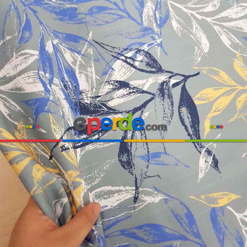 Yatak Odası - Yaprak Desenli Fon Perde Evm1518 Kumaşı Kalındır Duck Bezi Değildir-  Çok Renkli 2