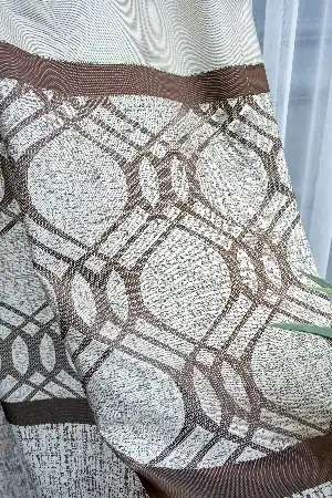 Modern Pano Fon Perde Bantlı Çift Renk - 503- Bej-kahve-taş Rengi