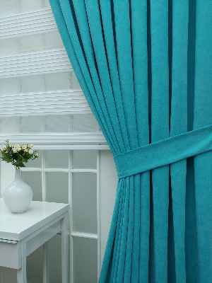 %25 İndirimli!!! Açık Turkuaz Panama Fon Perde- Turkuaz