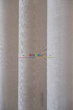 Fırsat Ürünü!! Hazır Ölçülü Keten İplik Efektli Sütlü Kahve Tül Perde