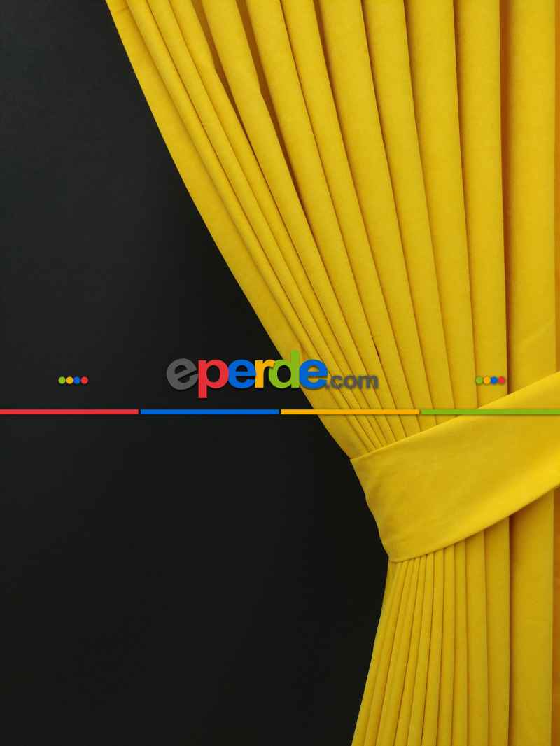 Düz Renk Dökümlü Fon Perde (180)- Sarı