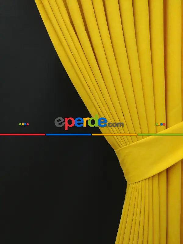 Salon Fon - Düz Renk Dökümlü Fon Perde (180)- Sarı