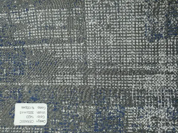 Salon Fon - 2021 Sezonu - Jakar Desenli Fon Perde- Lacivert-Bej