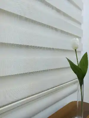 Krem Düz Bambu Zebra Perde- Krem
