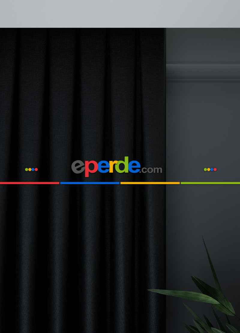 Düz Siyah Fon Perde Dökümlü 843