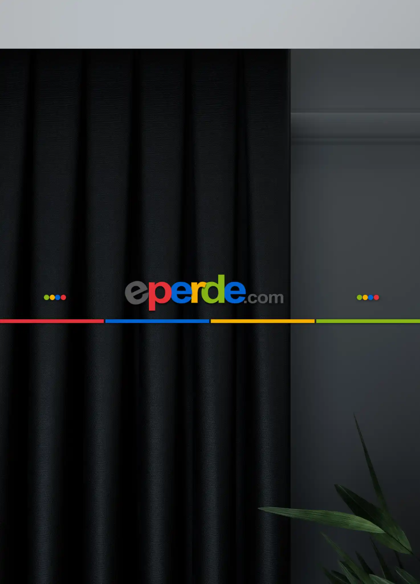 Düz Siyah Fon Perde Dökümlü 843