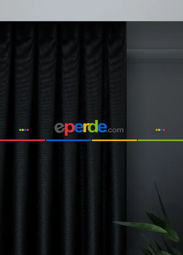 Düz Siyah Fon Perde Dökümlü 843