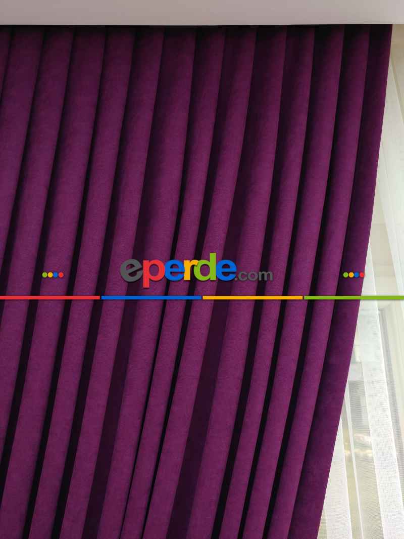 Vişne Rengi Düz Fon Perde Dökümlü Birinci Kalite 300 Cm Geniş En Daha Hesaplı- Vişne