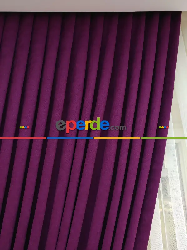 Vişne Rengi Düz Fon Perde Dökümlü Birinci Kalite 300 Cm Geniş En Daha Hesaplı- Vişne