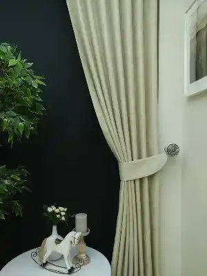 Krem Desenli Jakar Fon Perde
