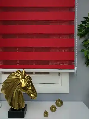 Perle Home Düz Kırmızı Zebra Perde