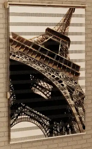 Paris Manzara Baskılı Genç Odası Zebra Perde- Siyah-Kahve