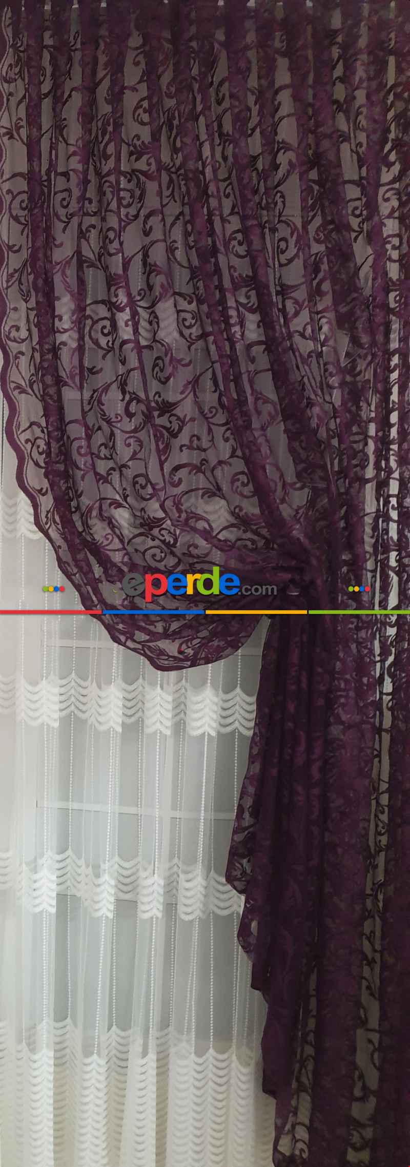 Mor Renk Şal Desen Tasarım Yanki Kruvaze Tiyatro Model