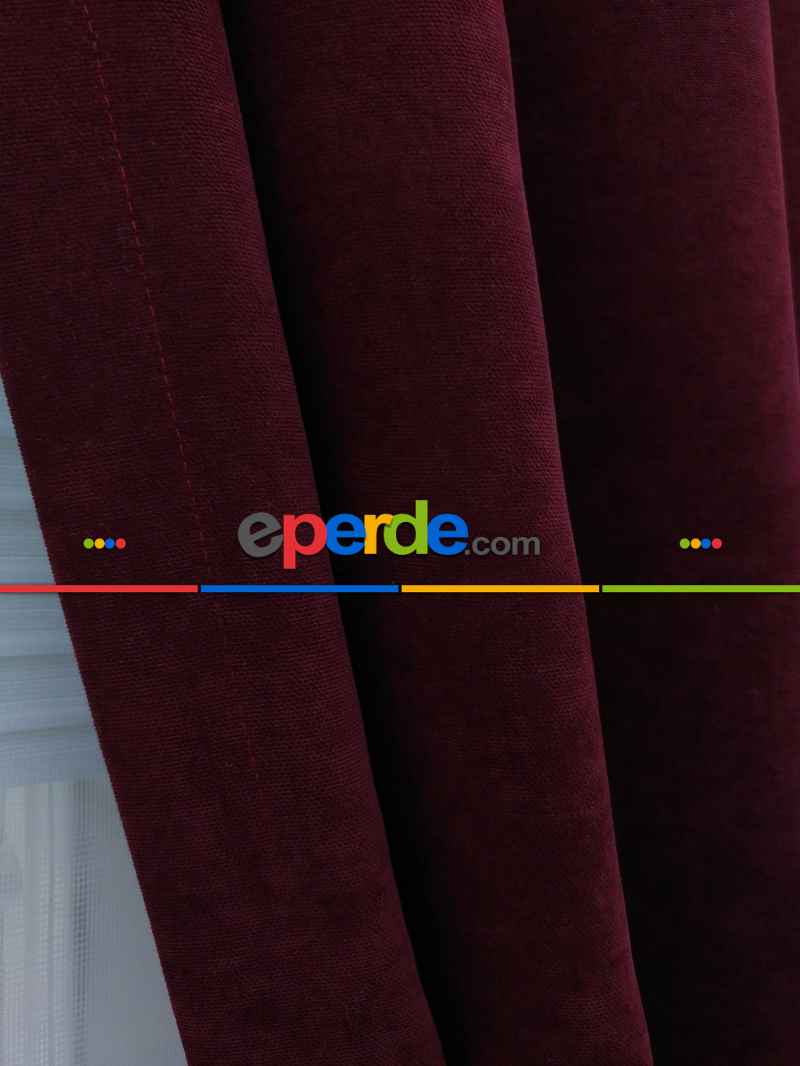 Salon Fon - Bordo - Düz Fon Perde ( 280 Eninde )- Bordo