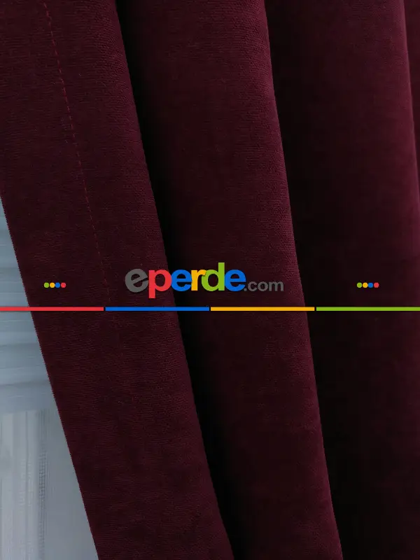Salon Fon - Bordo - Düz Fon Perde ( 280 Eninde )- Bordo
