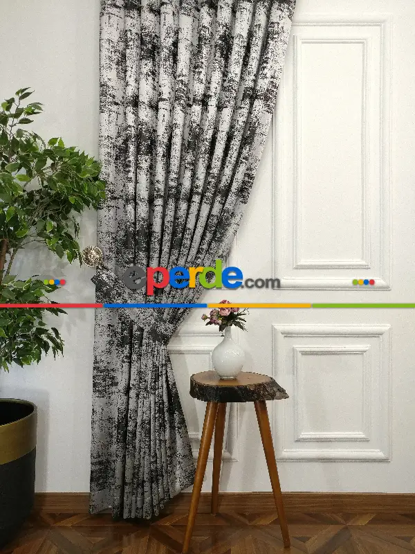 Jakar Dokuma - Spor Desenli Fon Perde- Siyah-gri Açık