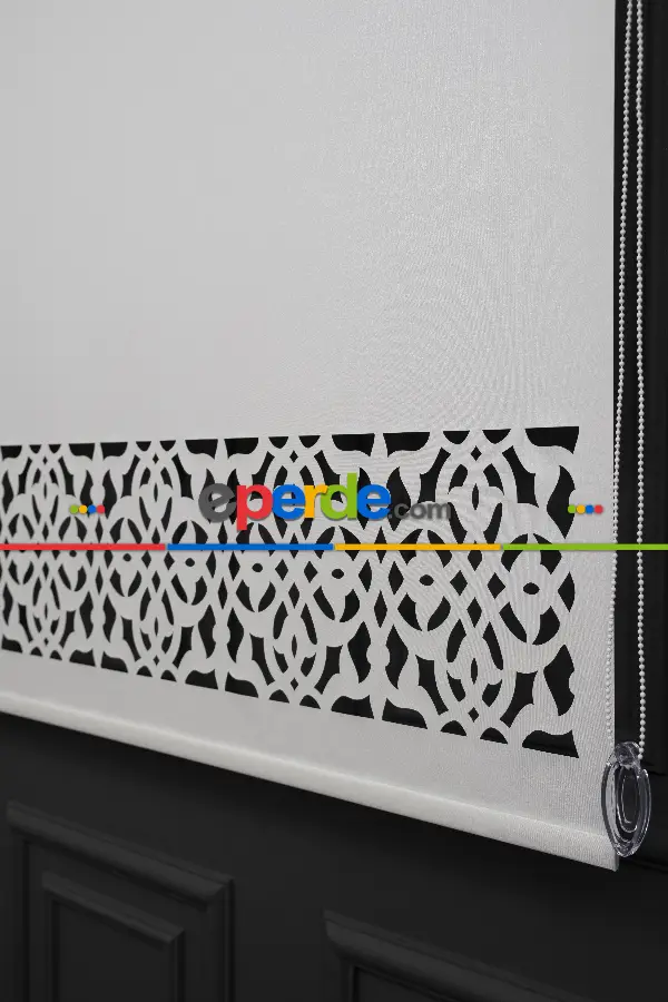 Salon Stor - Ekru Renk Lazer Kesim Mat Stor Perde (ister Düz - İster Lazer Kesimli Satın Alın)