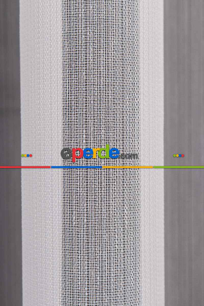 Mutfak Tül Gümüş Simli Bambu Keten Tül Perde Akdz 1047