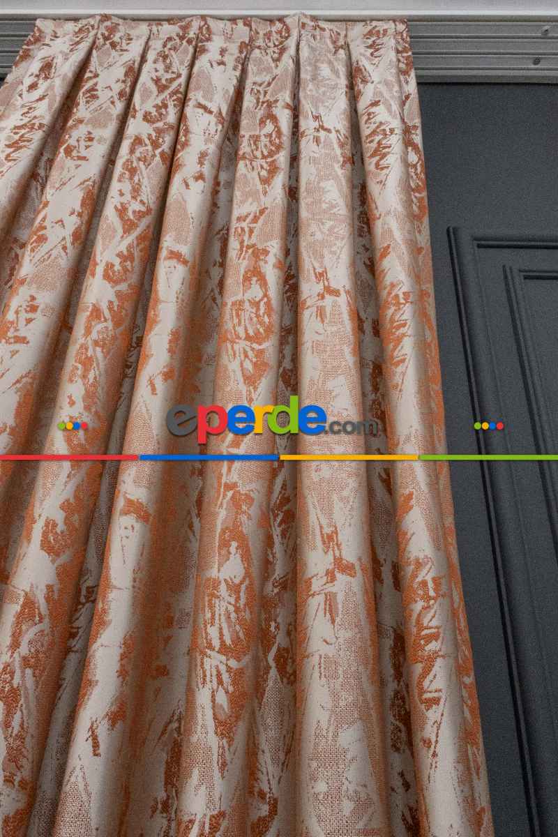 Jakar Dokuma Fon Perde Kiremit Renk