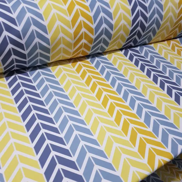 Renkli Geometrik Desenli Fon Perde Evm212d Kumaşı Kalındır Duck Bezi Değildir- Sarı-Mavi Açık-Hardal Sarısı- Çok Renkli 3