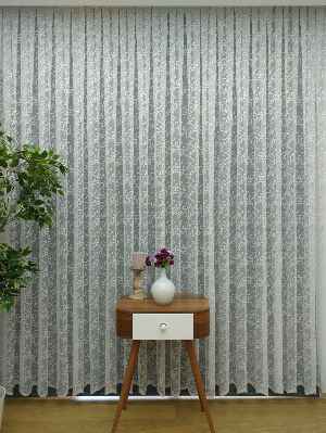 Zarif Sarmaşık Desenli Dantel Örme Tül Perde- Ekru