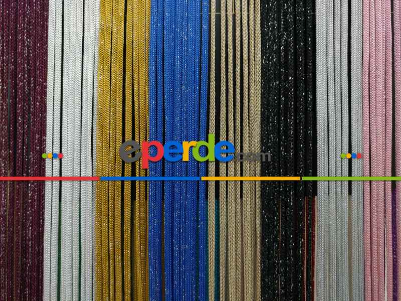 Bej Rengi Simli İp Perde Jumbo Zincir Serisi- Bej-gümüş