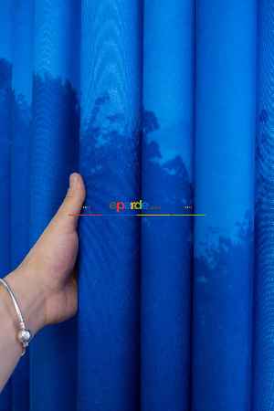 Hazır Ölçülü Dökümlü Kumaştan Mavi Dağ Manzaralı Baskılı Pilesiz Fon Perde 1. Kalite