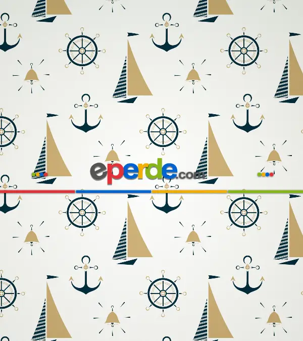 Yelkenli Baskılı Stor Perde- Mavi-beyaz-hardal Sarısı