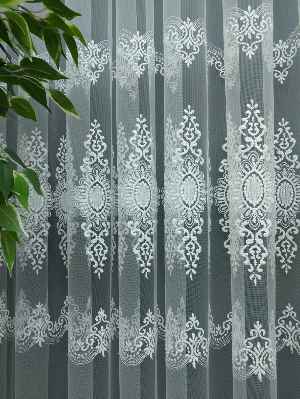 Arası Desenli Brode Tül Perde 2023 Konak Özel Seri Elit 102- Ekru