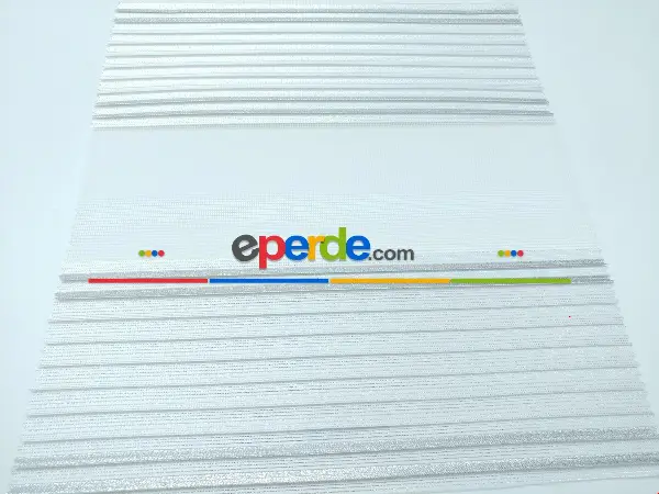 Pliseli Zebra Perde Gri Şeritli- Beyaz