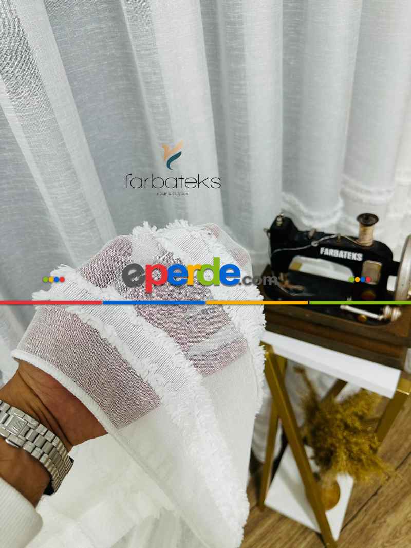 Puf Puf Ponponlu Saçaklı Tül Perde