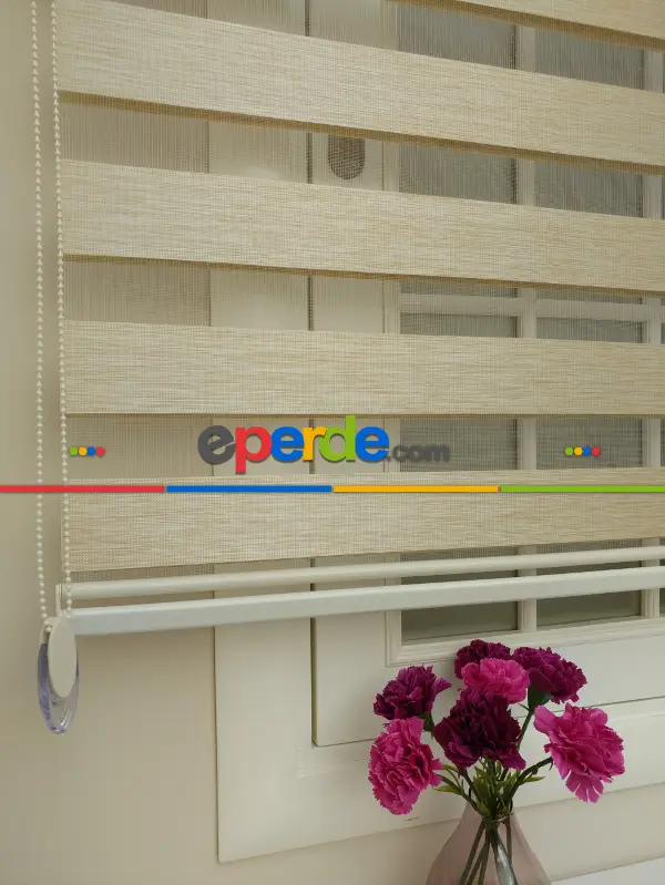 Sütlü Kahve Düz Bambu Zebra Perde- Sütlü Kahve