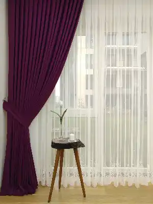 Vişne Rengi- Düz Fon Perde ( En 150cm Dökümlü Fon Perde)- Vişne