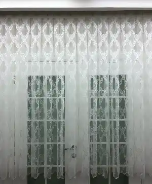Kısa Boylu Tül Perde - Özel Örme Dokulu Tül Perde - Ekru Renk