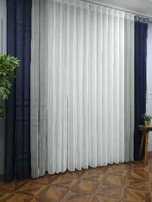 Lens Akıllı Dikey Tül Perde 112- Lacivert-beyaz-gümüş