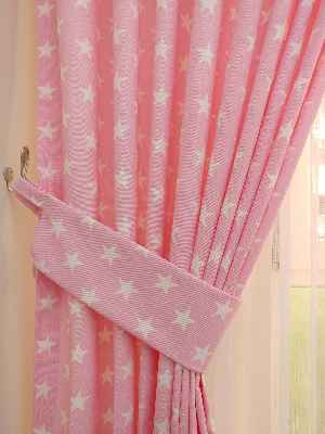 Pembe-beyaz Yıldız Desenli Fon Perde ( Leke Tutmaz )- Pembe Açık