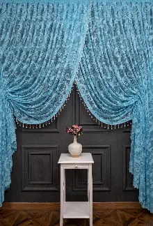 Turkuaz Sarmaşık Desen Şal Model Tül Kruvaze Yanki Tül