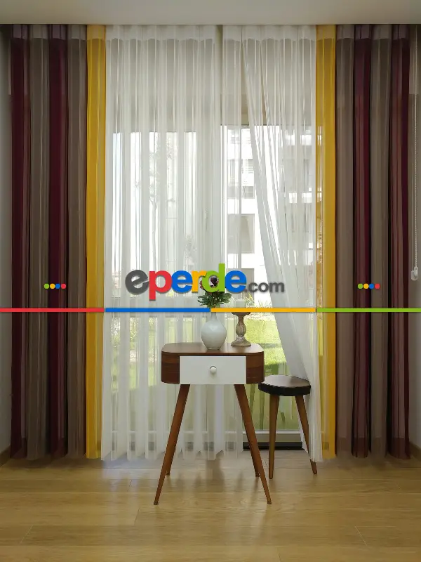 1. Kalite Çizgili Tül Dikey Zebra Perde - Ft-35 Bordo , Ft-09 Elegans , Ft-16 Hardal , Ft-02 Ekru- Bordo-ekru-sütlü Kahve-hardal Sarısı