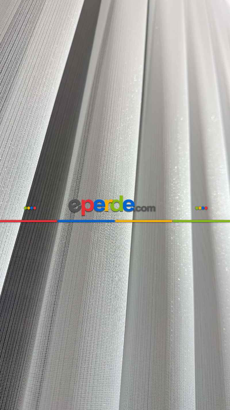 Brillant Ekru Hafif Simli Tül Perde