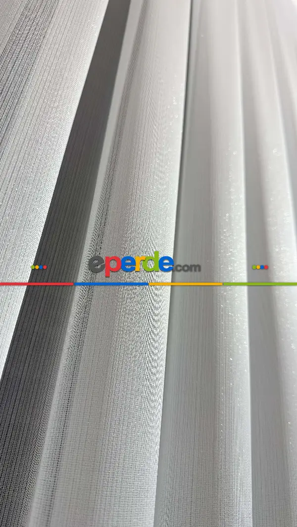 Brillant Ekru Hafif Simli Tül Perde