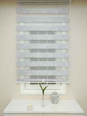 Gümüş Kabartmalı Jakarlı Zebra Perde- Gümüş