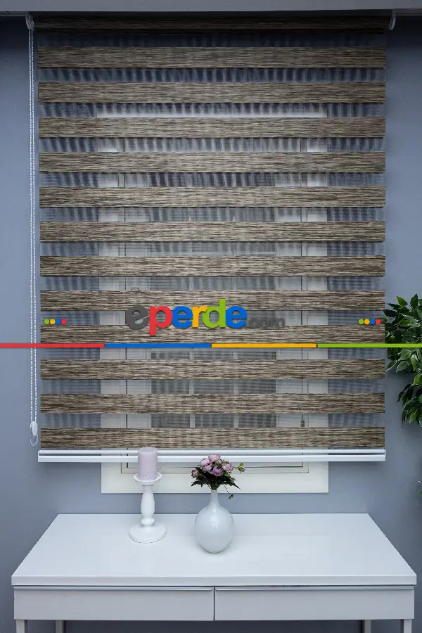 Oturma Odası - Zebra Perde Bambu Kumaş Kahve Rengi A Kalite Zebraperde- Kahverengi