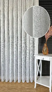 Genç Odası Ekru Keten Gümüş Simli Tül Perde - Ağır Gramajlı Premium