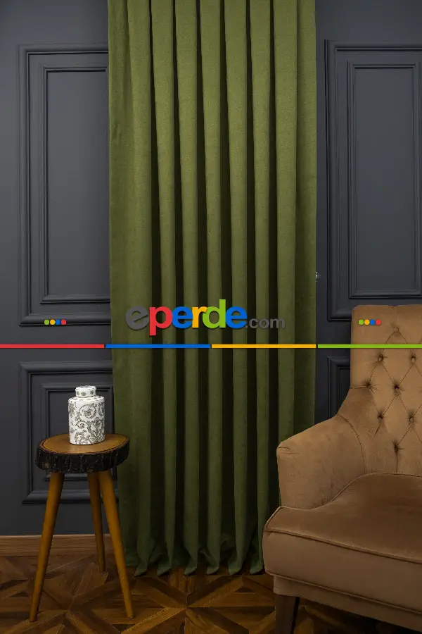 Bebek Odası - Çimen Yeşili Düz Fon Perde 852