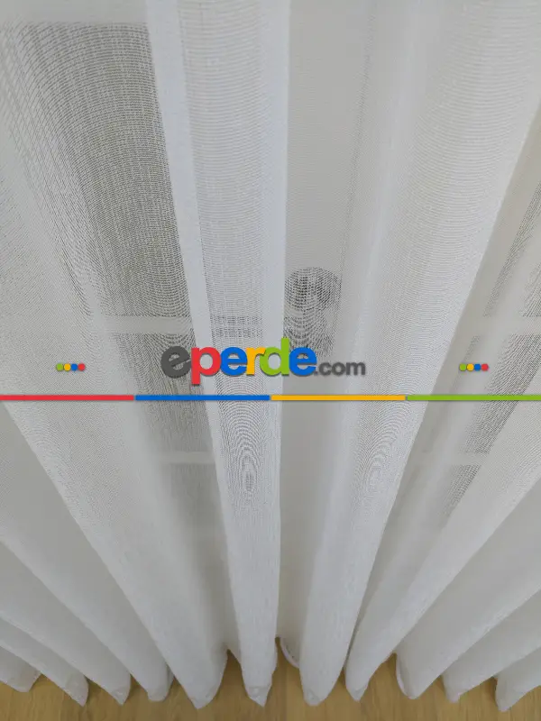 Etek Ucu Damask Dantel Tül Perde & Kruvaze Perde- Ekru