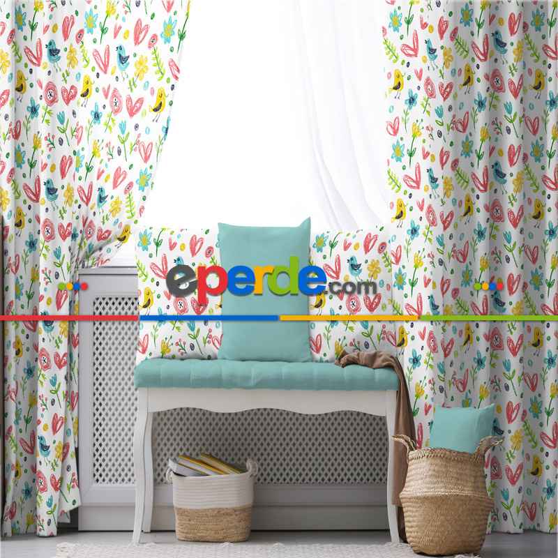 Çocuk Odası Fon Perde Evim 437 Kumaşı Kalındır Duck Bezi Değildir