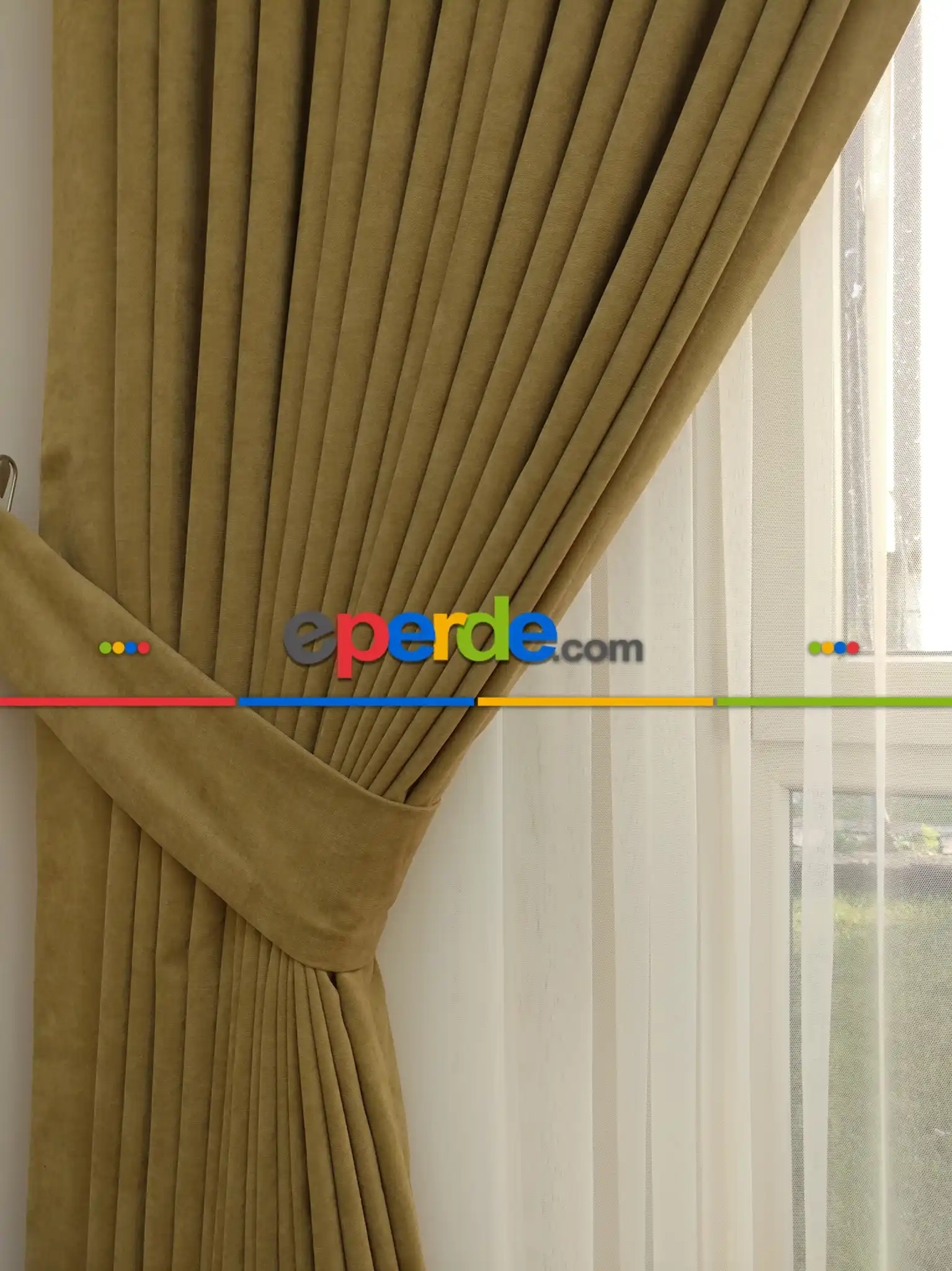 Deve Tüyü Rengi Düz Sade Fon Perde ( Dökümlü Fon )- Açık Vizon